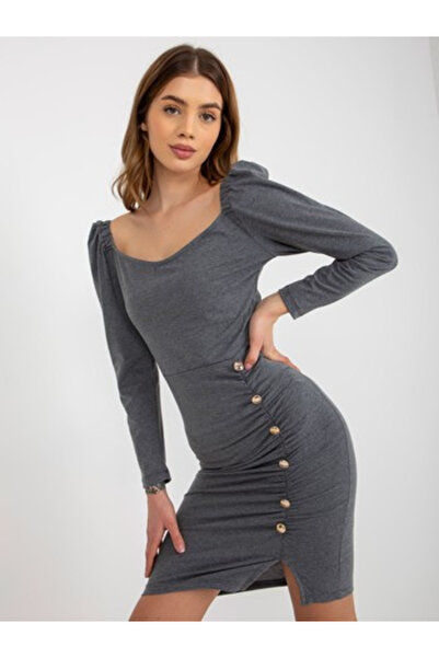 LILYROSE Rochie Dama, Lily Rose, Bumbac, Rochie creion, Gri inchis, model EM-...