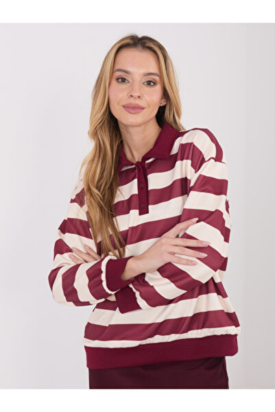 Italy Moda Bluza Dama Maneca lunga, Dungi, ITALY MODA, Bordo Casual