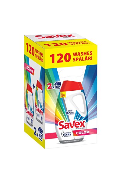 SAVEX Υγρό Απορρυπαντικό, Savex, 2 x 2,7 L, για έγχρωμα, 120 πλύσεις