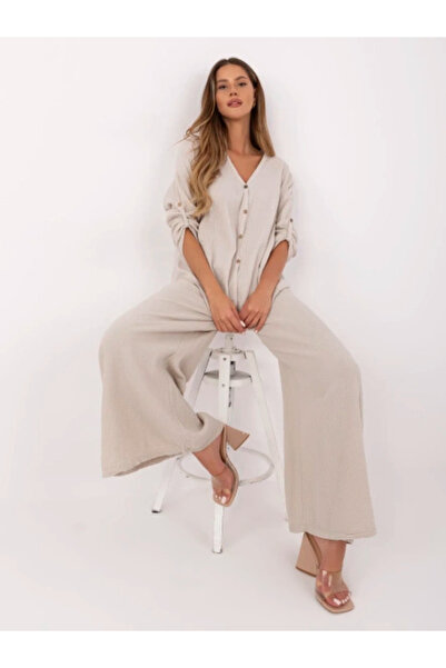 Italy Moda Γυναικεία Παντελόνια, ITALY MODA, Βαμβακερό, Μπεζ, μοντέλο MI-SP-2...