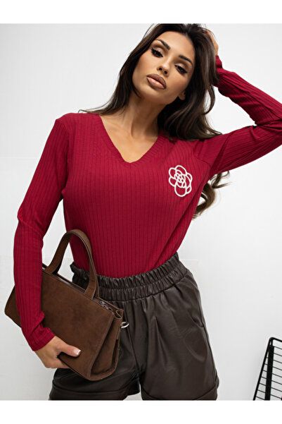 rue parıs Bluza Dama, RUE PARIS, Bumbac, Maneca lunga, Bordo, model RV-BZ-A10...