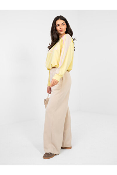 rue parıs Pantaloni Trening Dama Lunga, Larga, RUE PARIS, Bej Casual Model IT...