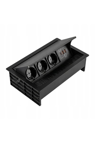 Spacetronik Priză de blat triplă neagră USB-A USB-C electrică 230V