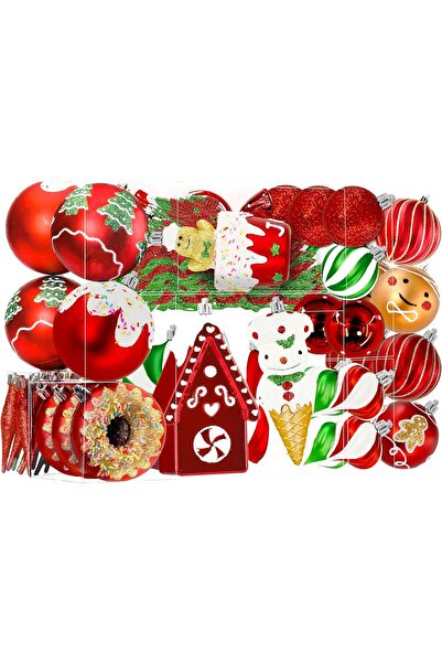 SHareconn 86 de globuri decorative pentru bradul de Crăciun, din plastic rezi...