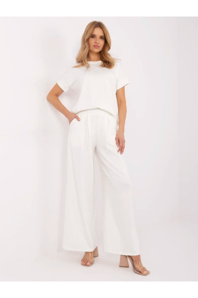 Relevance Pantaloni Trening Dama Larga, Guler inalt, RELEVANCE, Ecru Casual M...