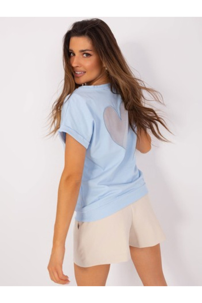 Relevance Bluza Dama, RELEVANCE, Bumbac, Maneca scurta, Albastru deschis, mod...