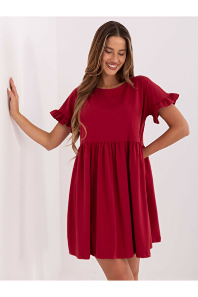 rue parıs Rochie Dama, RUE PARIS, Bumbac, Rochie evazata, Rosu inchis, model ...