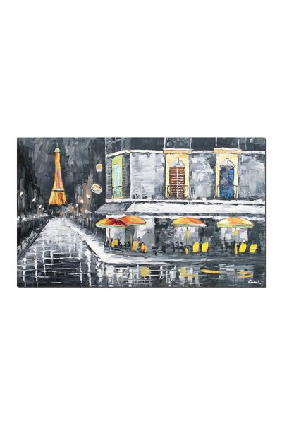 artnova Χειροποίητος πίνακας, Νυχτερινό τοπίο στην Παρίσι, 100x60 εκ., λάδι σ...
