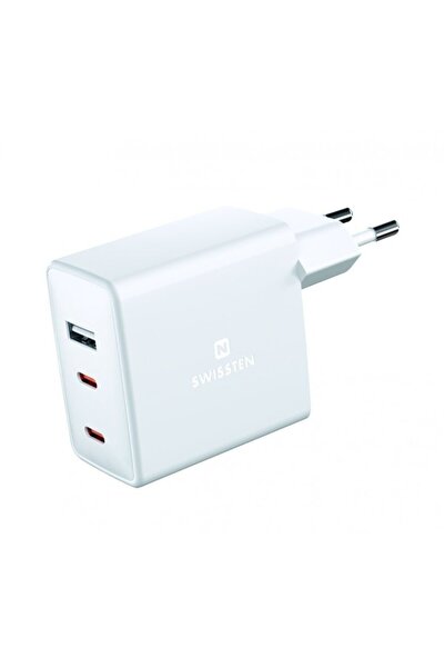 SWISSTEN Încărcător de rețea GaN 70W 2x USB-C 1x USB adaptor de călătorie