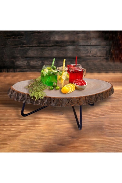 Vilde Platou de servire din lemn cu picioare pentru gustări, mezeluri, 40 cm