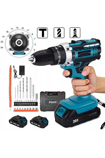bedee Mașină de găurit și înșurubat cu impact, cu acumulator, 2 baterii de 20...
