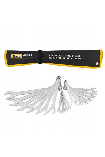 Jcb Set de chei fixe și inelare, 18 piese, oțel CRV, 8-32 mm
