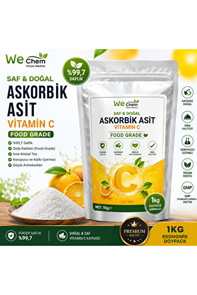 WE CHEM Saf Doğal Askorbik Asit (Vitamin C) Food Grade 1 Kg