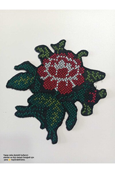 ALTAY AKSESUAR Kanavic Red Green Flower Applique
