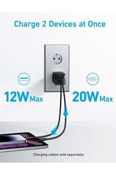Anker Încărcător de rețea 323 1x USB-A 1x USB-C 33W ActiveShield Negru
