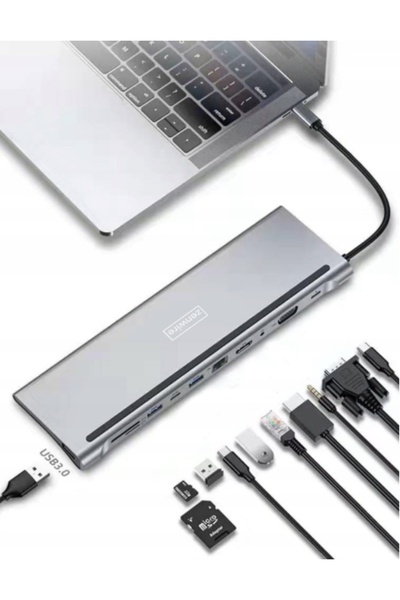NO BRAND Stație de andocare USB-C 11 în 1 VGA RJ45 SD HDMI 4K pentru Macbook ...