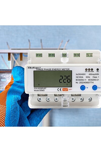 Qoltec Contor de Energie Electrică 3 Faze TUYA WiFi 400V DIN LCD SMART