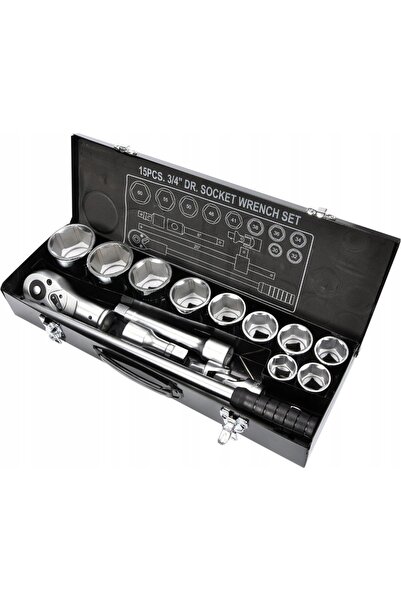 yato Set de chei tubulare 3/4 " cu antrenare AS + clichet 50cm YT-1334 15 piese