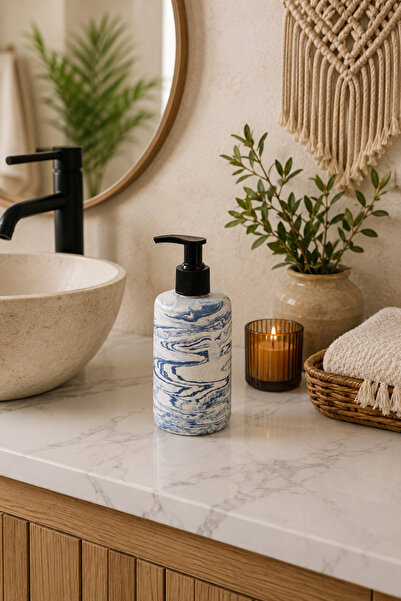 Zigzag Home Dekoratif Mermer Desen Bohem Tarz Sıvı Sabunluk Deterjanlık 200mm
