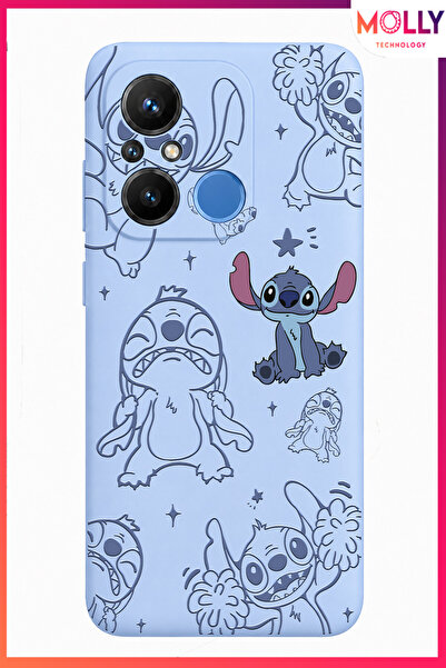 Molly REDMİ 12C İçin Bebe Mavisi Stitch Tatlı Çılgınlık Desenli Silikon Kılıf