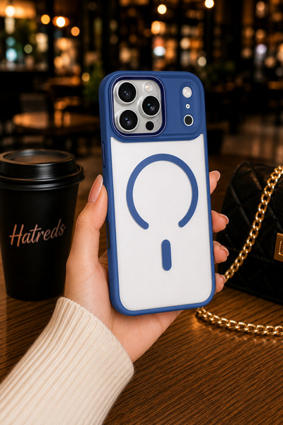 Hatreds iPhone 17 Pro Max Uyumlu MagSafe Silikon Kılıf Lacivert