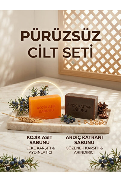 m mehmet yüksel sabunculuk Pürüzsüz Cilt Seti - Ardıç Katranı & Kojik Asit Le...