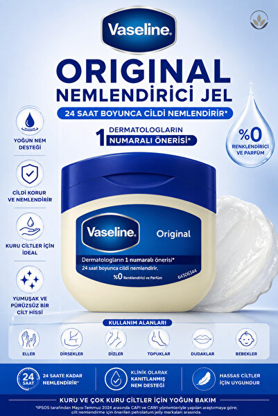 Vaseline Original Nemlendirici Jel 100 ml | Yoğun Nemlendirici Vücut ve El Ba...
