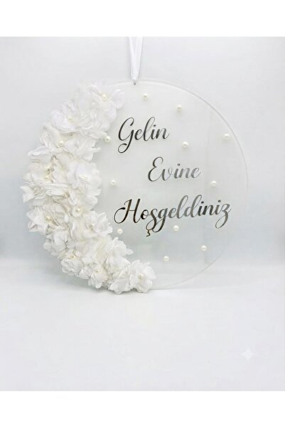 Evsay Şeffaf Aynalı Pleksi Gelin Evine Hoşgeldiniz Yazılı Kapı Süsü Hediyelik...