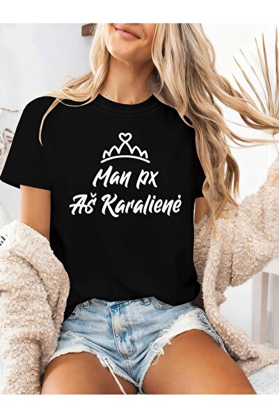 KYMC07 Women's Lithuanian "to Me I Am the Queen" T-Shirt - Aš Karalienė Lette...