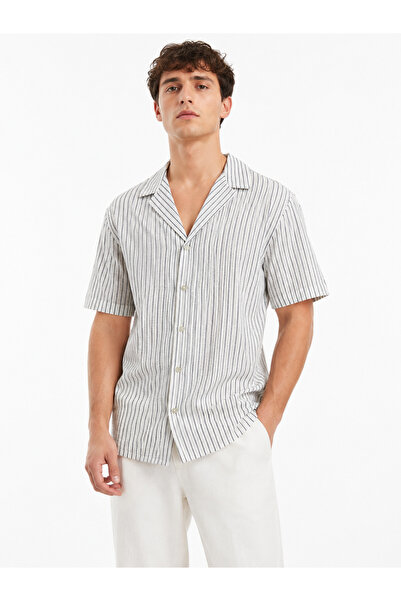 MİRMARONİ Cotton Textured Summer Short-Sleeved Men's Shirt