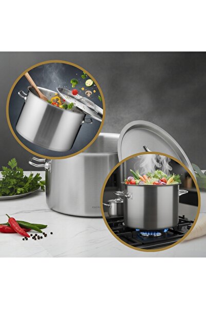Kinghoff Oală cu capac 24 litri Gastronomică 36x24cm Oțel Inducție Gaz