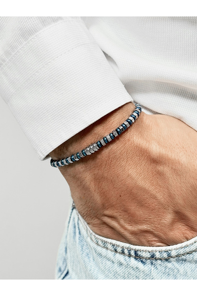 FERRO Navy Blue and Silver Steel Men's Bracelet Frj10210A-L 2 Year Warranty G...