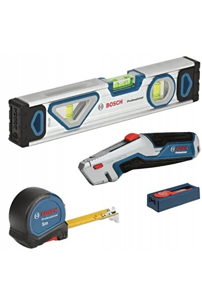 Boschen Set de unelte Bosch, riglă de 5m, nivelă laser, cuțit, lame pentru ni...