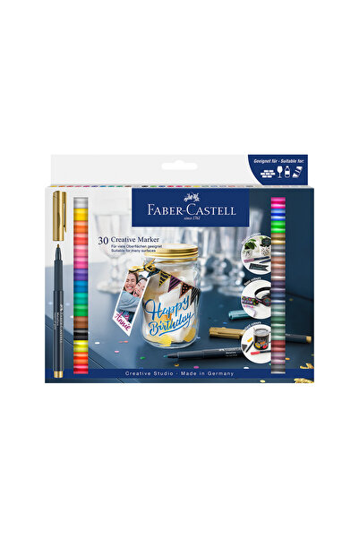 Faber Castell Creative Markör Set 30'lu,Geniş Yüzey Kullanımı,1.5mm Uç Kalınlığı