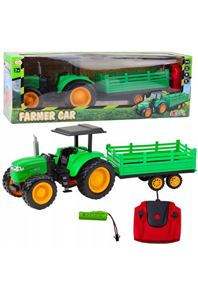 LeanToys Tractor agricol cu remorcă, telecomandat RC, verde