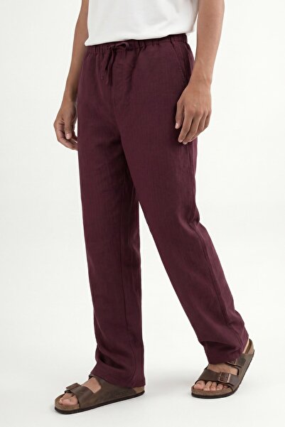 Antioch Burgundy Modal Blend Striped Men's Trousers