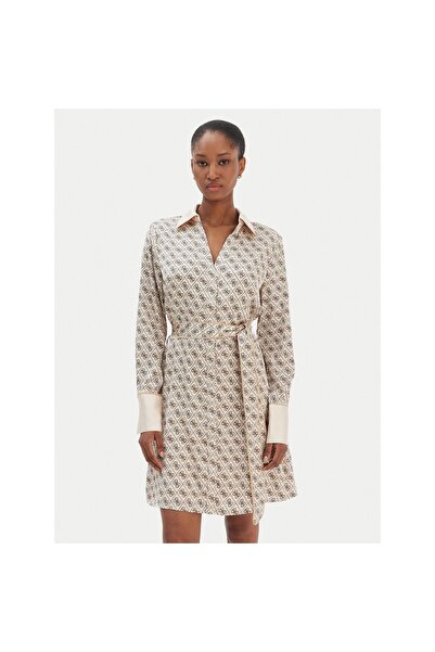 Guess Rochie cămașă de damă W6RK90WF1T2 Bej