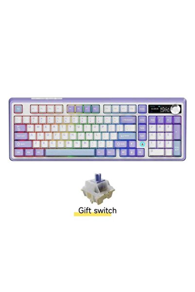 Ajazz Tastatură mecanică AK980 V2 cu ecran TFT, Bluetooth, wireless 2.4G, cu ...