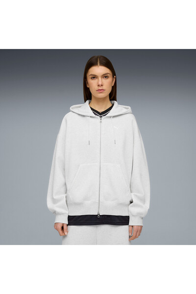 Puma Womens Essentials Oversized Full-Zip Fleece Hoodie