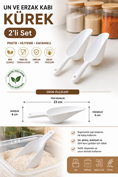 Akyüz Plastik 🥣   2-Piece Plastic Flour and Food Shovel Set 23 cm |   Food-C...