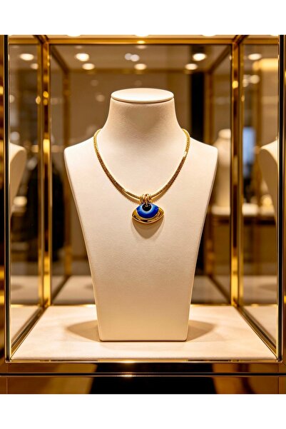 ayoljewelry Steel Necklace with Gold Evil Eye