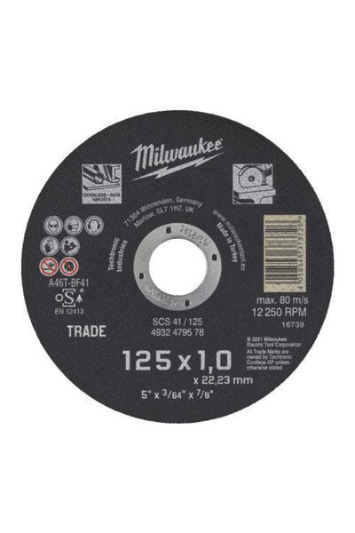 Milwaukee Абразивен диск за рязане на метал SCS 125 x 1.0 x 22.22 мм