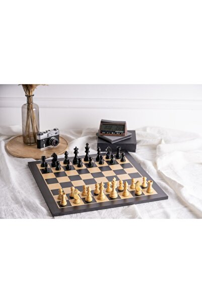 Sunrise Chess & Games Traditional Chess Top Bottom Set Black Chessboard No. 6...