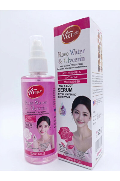 Veet Gold Rose Water & Glycerin Face & Body Serum 100ml with Niacinamide & Vi...