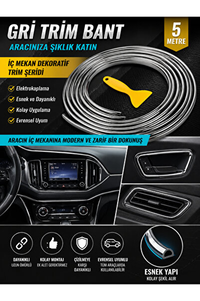 Eşya Dünyası 5 Meters Grey Car Interior Decorative Trim Strip Electroplating ...