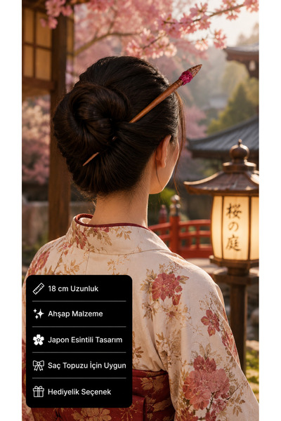 HER ŞEY NOTA www.herseynota.com Drveni štapić za punđu inspirisan japanskim s...