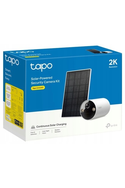 TP-LINK Cameră Tapo C410 Kit de exterior albă cu panou solar
