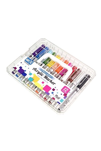 Mandalart Fabric Acrylic Pen Set with Brush Tips, 12-Piece, Professional Pen Set