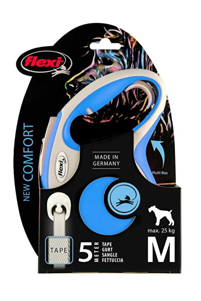 Flexi Smycz New Comfort M (5 m - 25 kg) Albastru