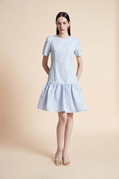 Yola Short-sleeve embroidered knee-length dress
